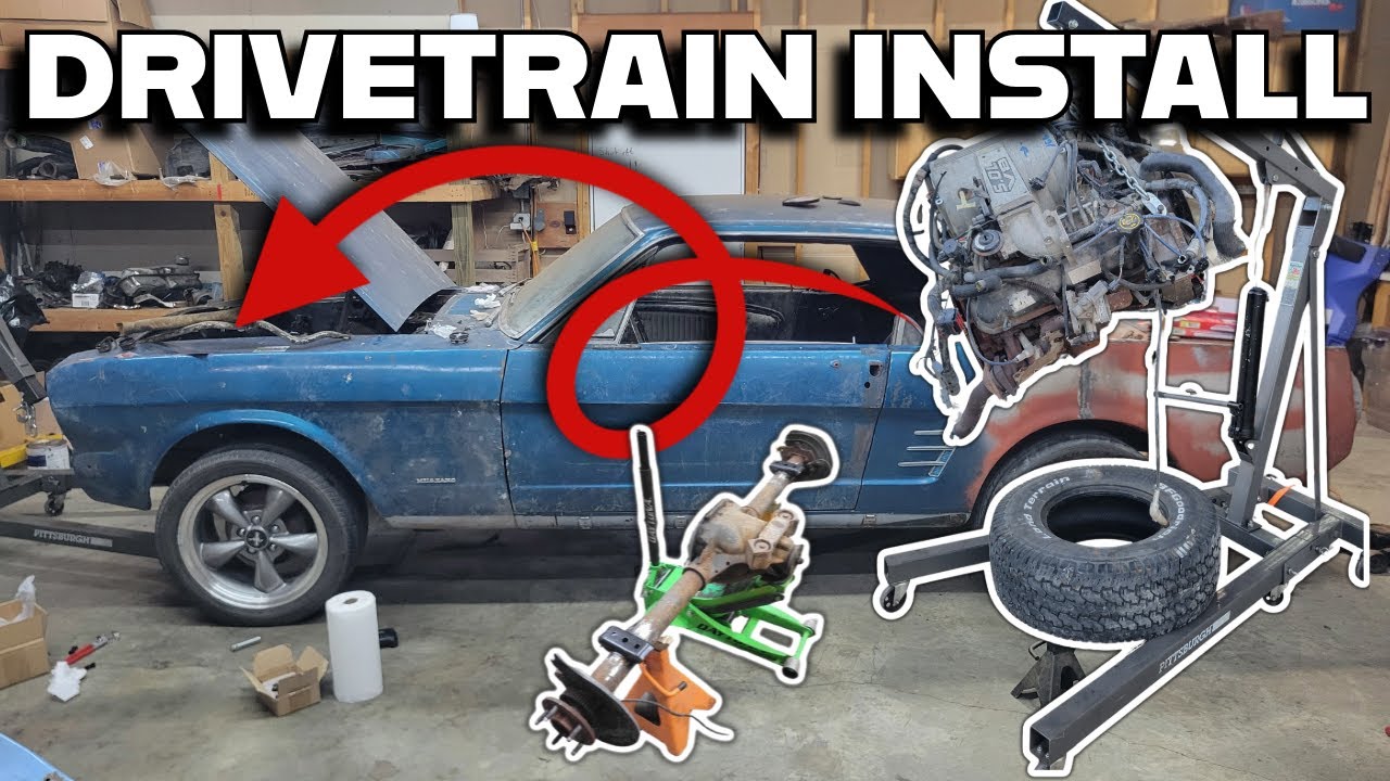 JUNK 66 MUSTANG gets a PROPER DRIVETRAIN! 66 Mustang Build Ep. 3