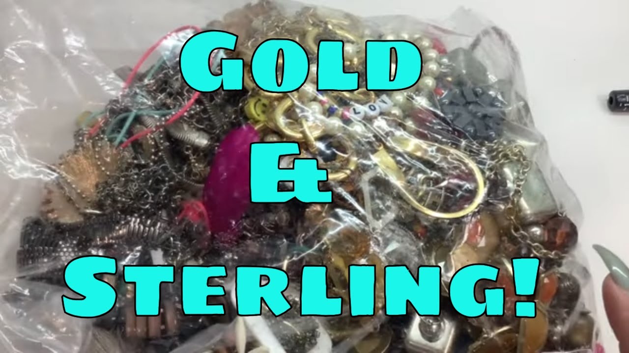 Goodwill BlueBox 5lb Repurpose Jewelry UNBOXING! ⭐18k Gold Necklace!?⭐