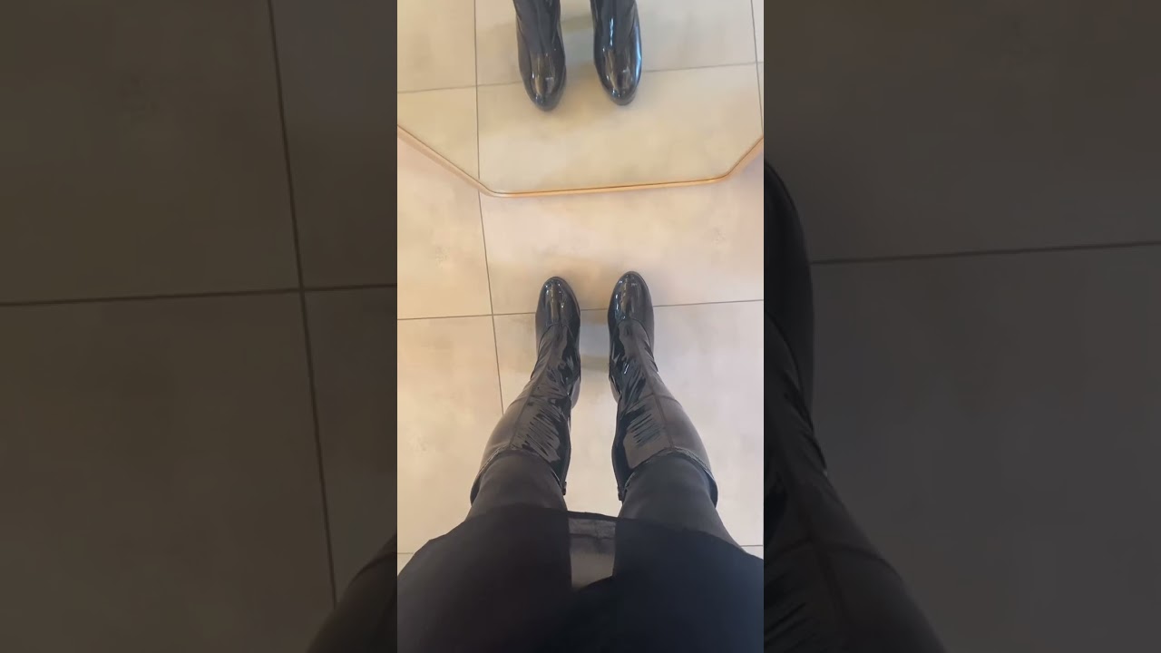 Shiny Black Patent Leather Platform Knee High Boots