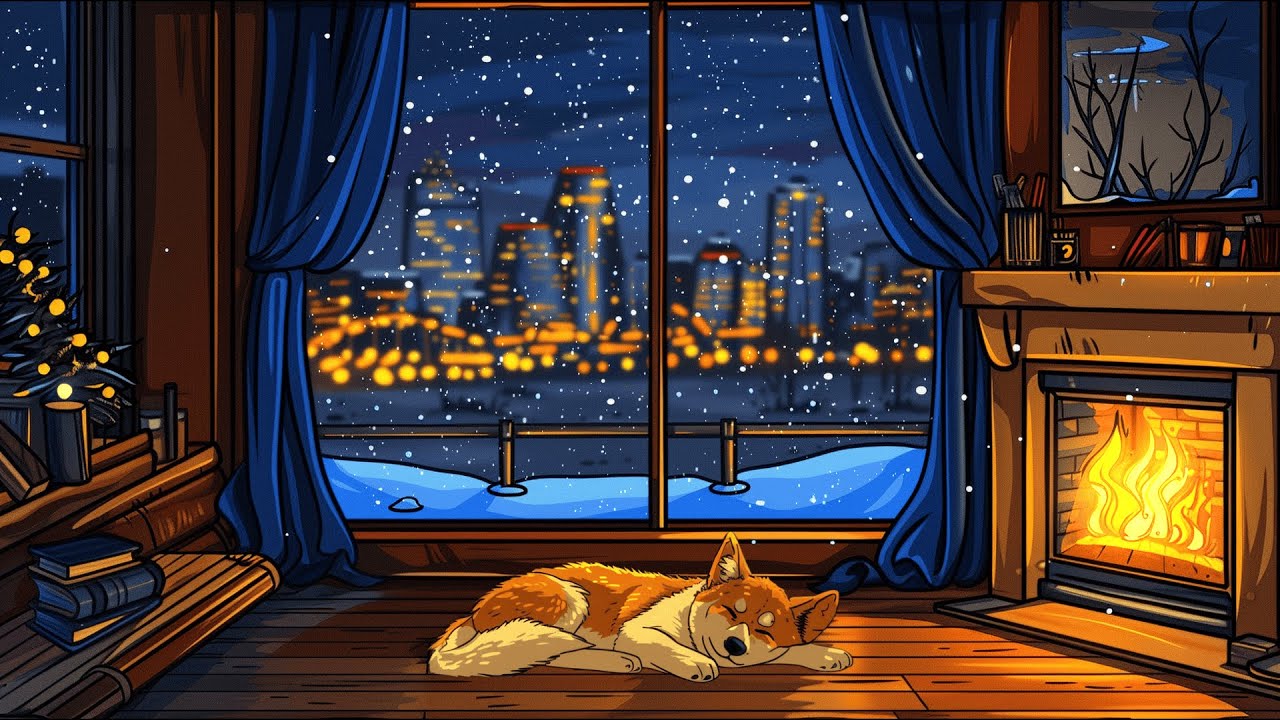Cozy Snowy Night ❄️ Soft Jazz by the Fireplace | 90 Minutes of Winter Ambience