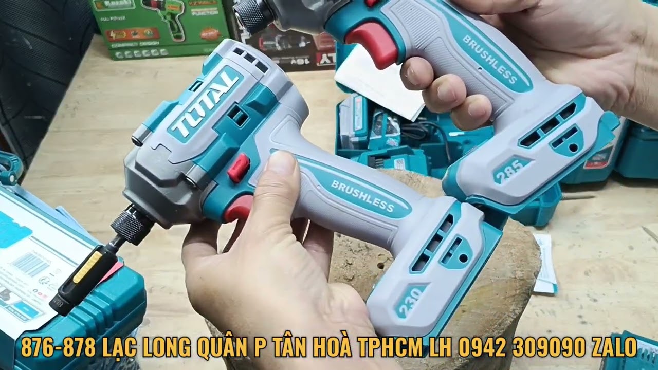 Hàng mới Total Bulong góc, Bắn vít góc Có Búa, Đèn pin siêu sáng, các dòng 16v 