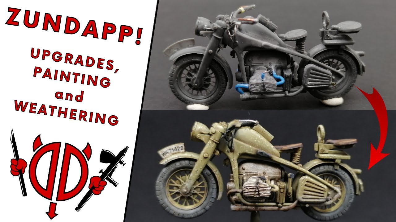 UPGRADING, PAINTING and WEATHERING a ZUNDAPP motorcycle (Tamiya, 1/35)