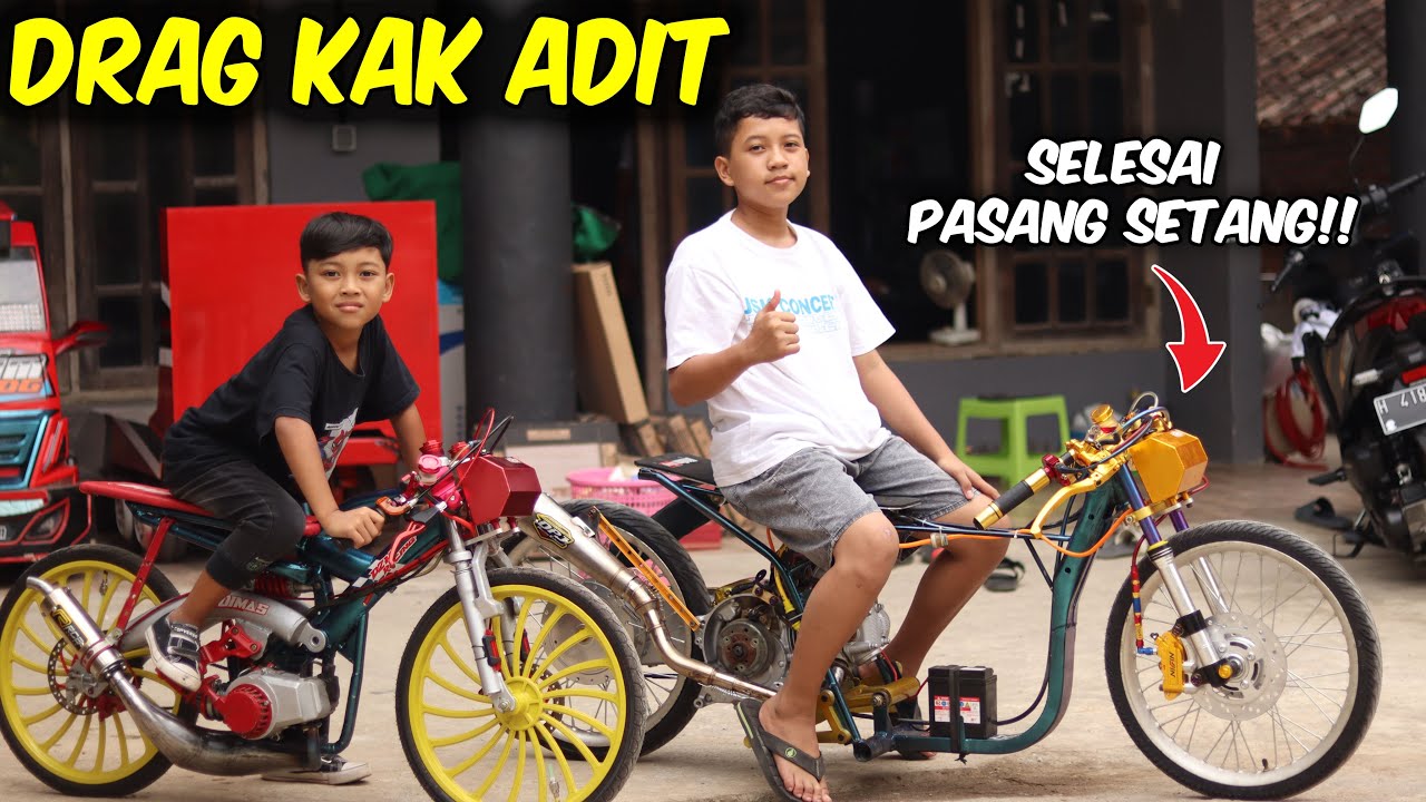 DRAG SATRIO KEMBAR MAKIN MBOIS! PASANG STANG JEPIT DRAG KAK ADIT & SETTING DRAG