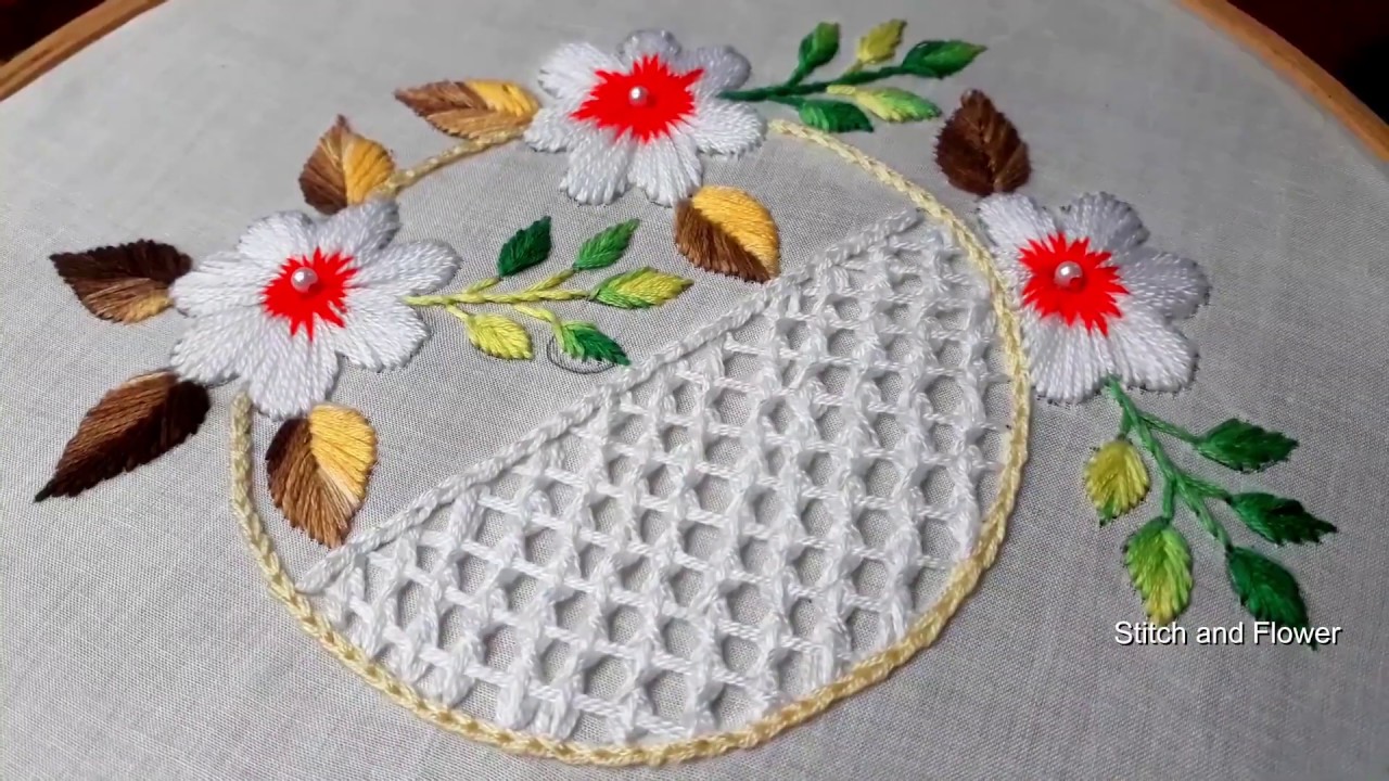 Hand embroidery beautiful white stitch Brazilian embroidery White work embroidery design