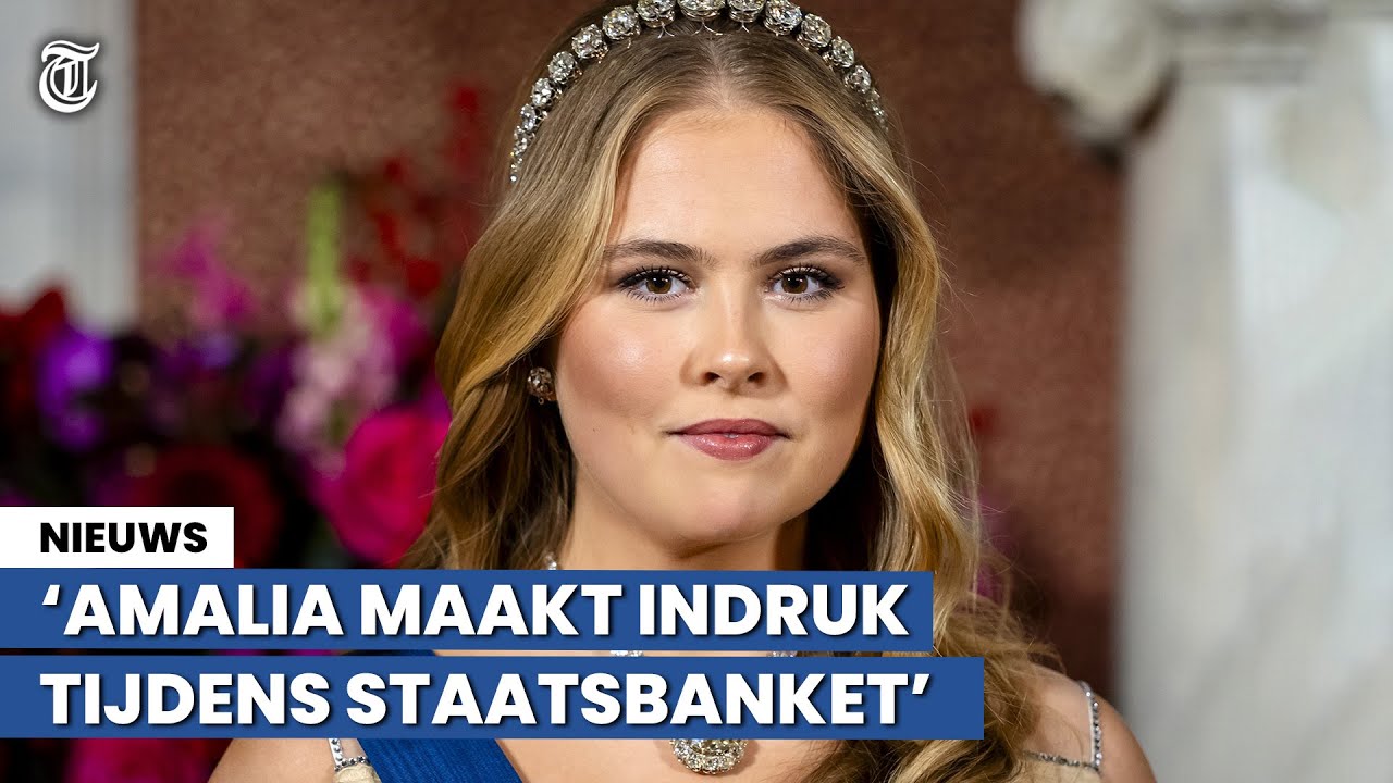 Prinses Amalia schittert in nieuwe avondjurk tijdens Staatsbanket