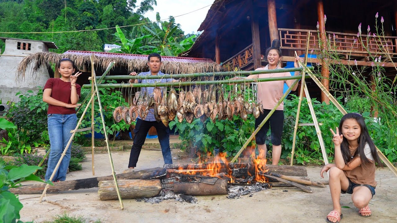 Harvesting Fish, Processing Smoked Fish and Preparing to Bring to Market for Sale | Family Farm 