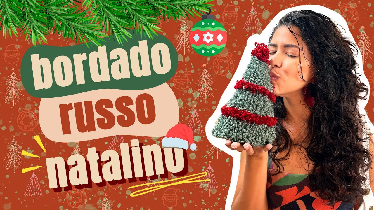 PASSO A PASSO bordado russo: Como Bordar uma Árvore de Natal em punch needle / ponto russo