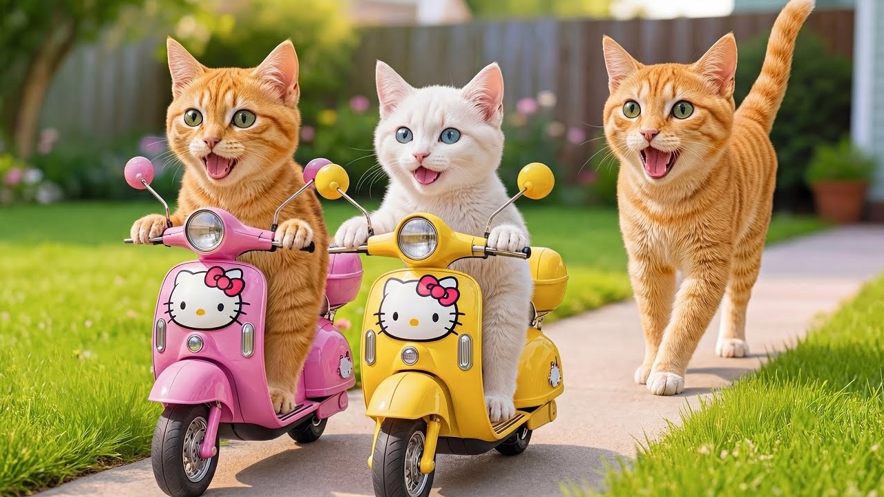 Mama Cat Throws a Birthday Party for Her Kitten and Surprises Him with a Scooter 🛵🎂 | Cute Cat Story