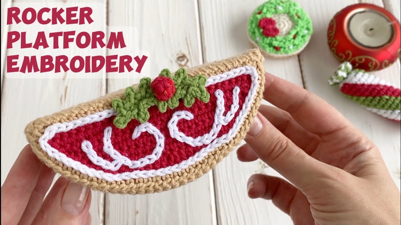 How to embroider pattern on crochet Christmas toy 