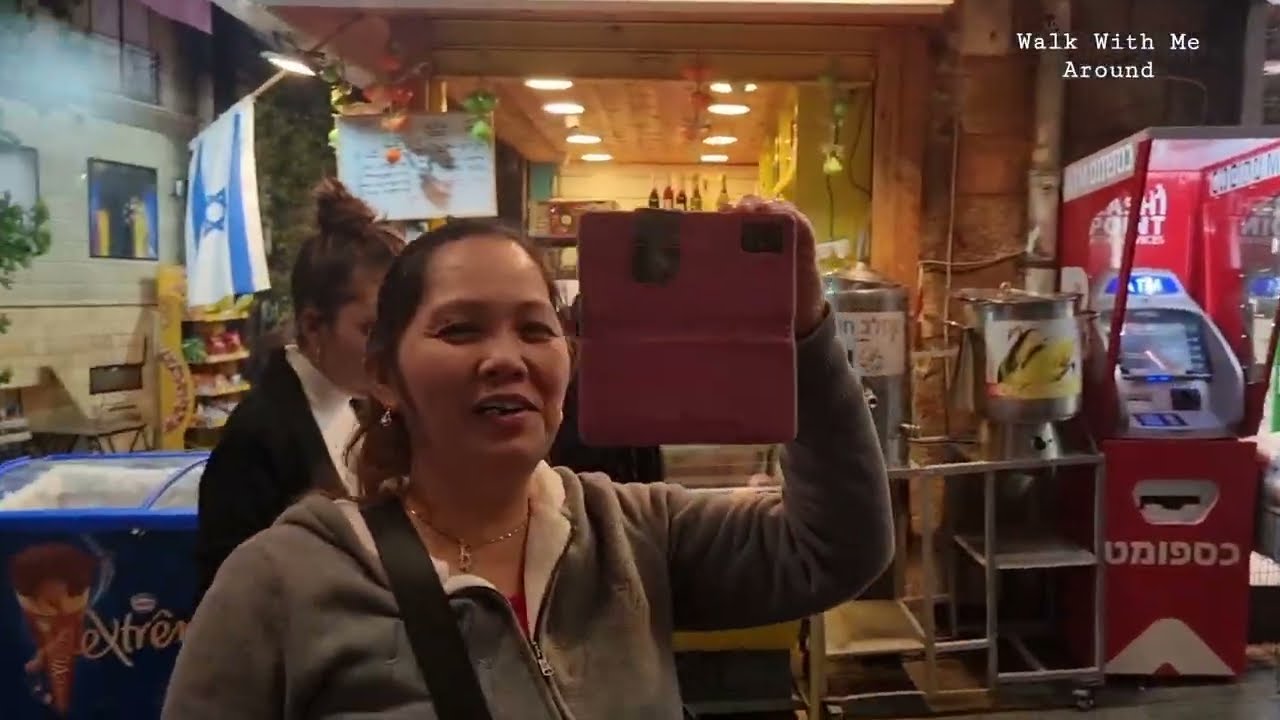 Lighting The Hanukkah Candles On Jaffa Road Jerusalem