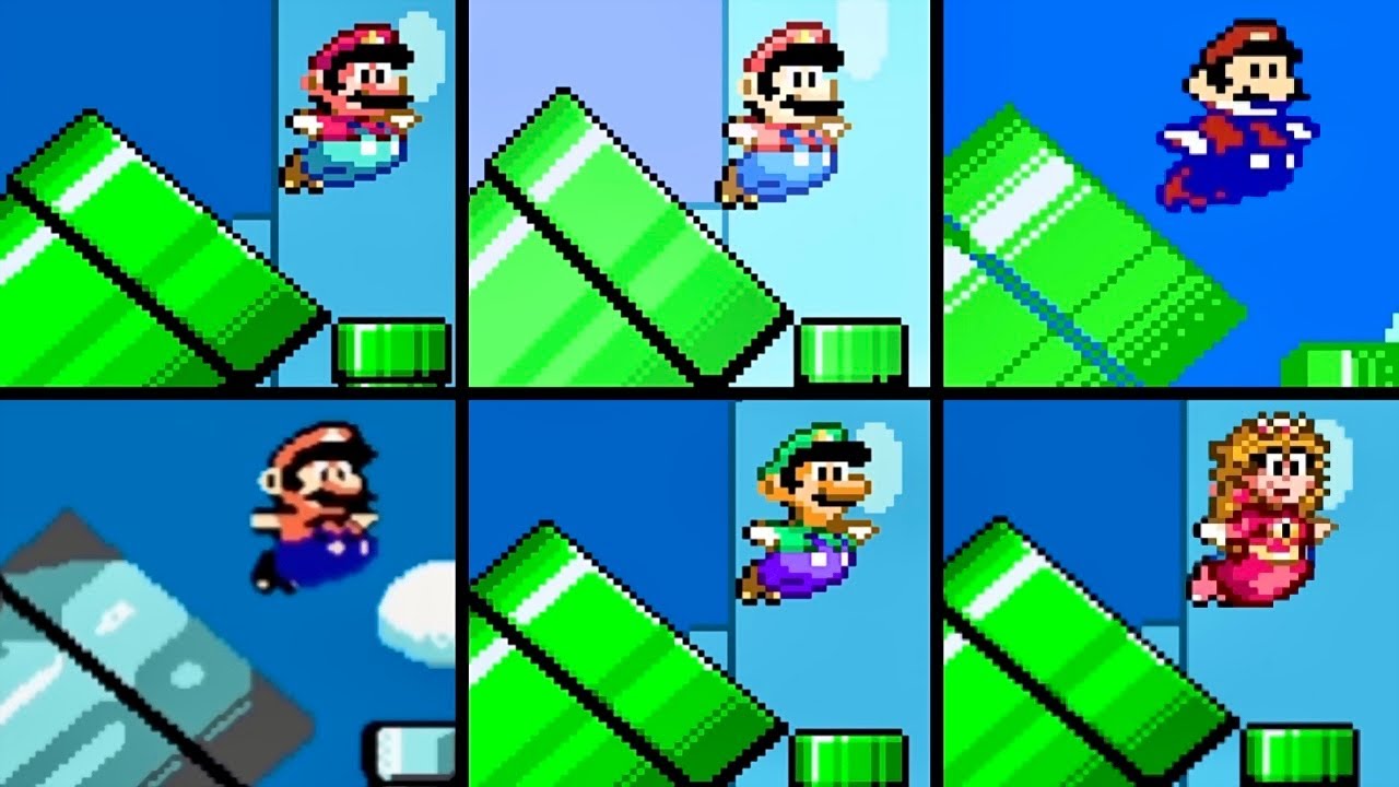 Evolution of Mario Launched out of Pipe in Super Mario World
