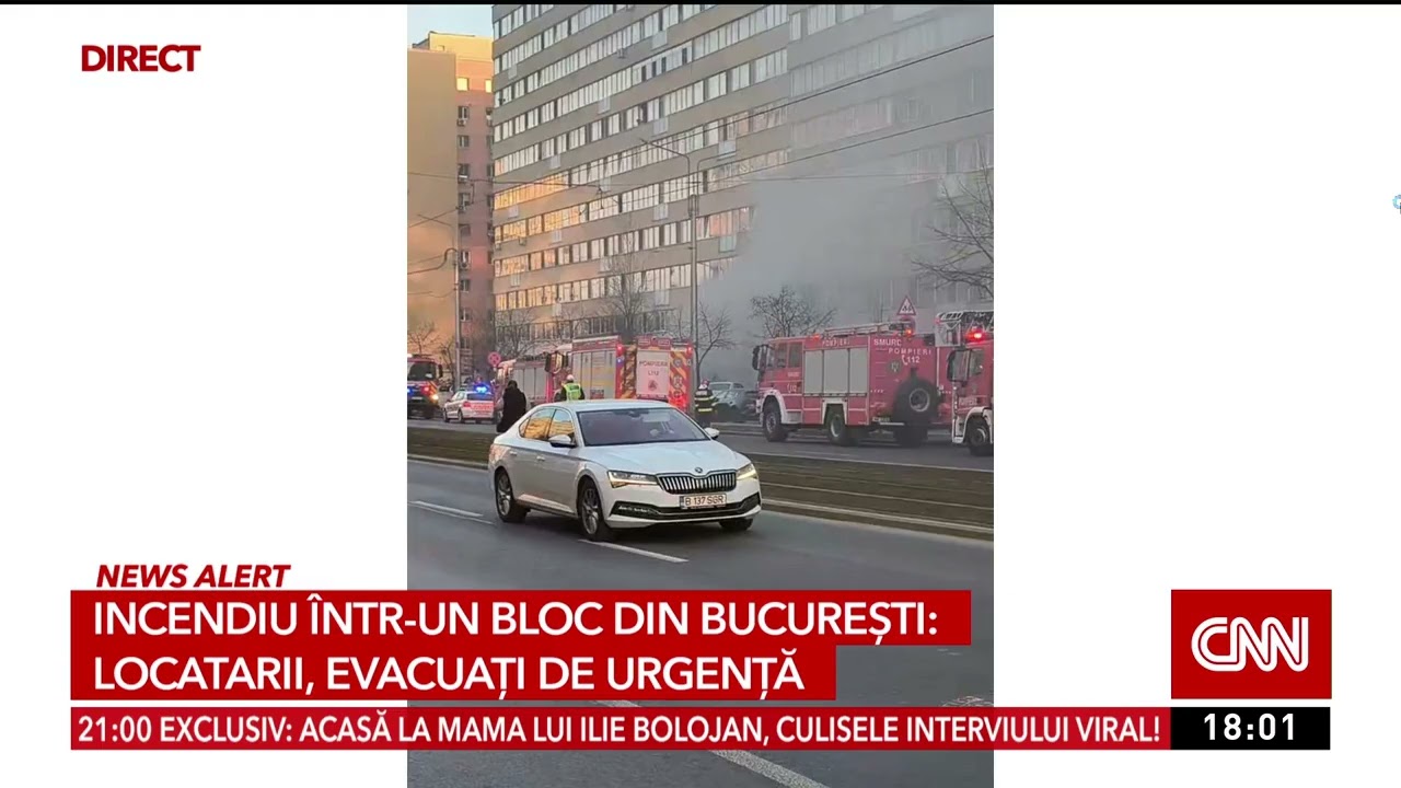 Incendiu într-un bloc din București: Locatarii, evacuați de urgență