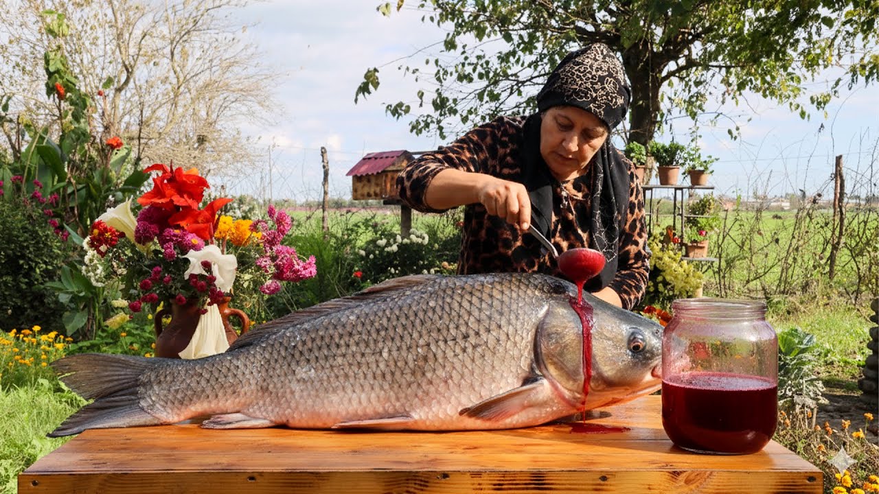 Giant Fish Kebab with Pomegranate Sauce 🔥 An Epic Taste! 🐟