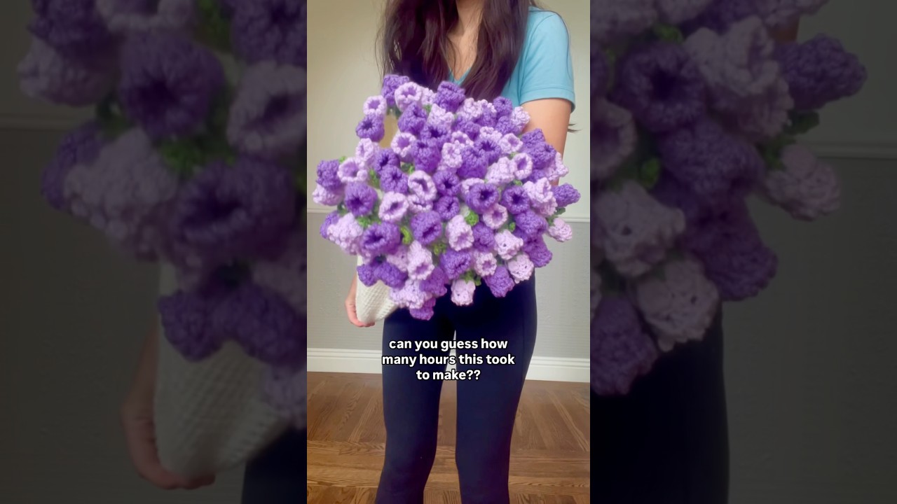 crocheting the viral BOUQUET BLANKET! can you guess how many hours this took to make? #crochet