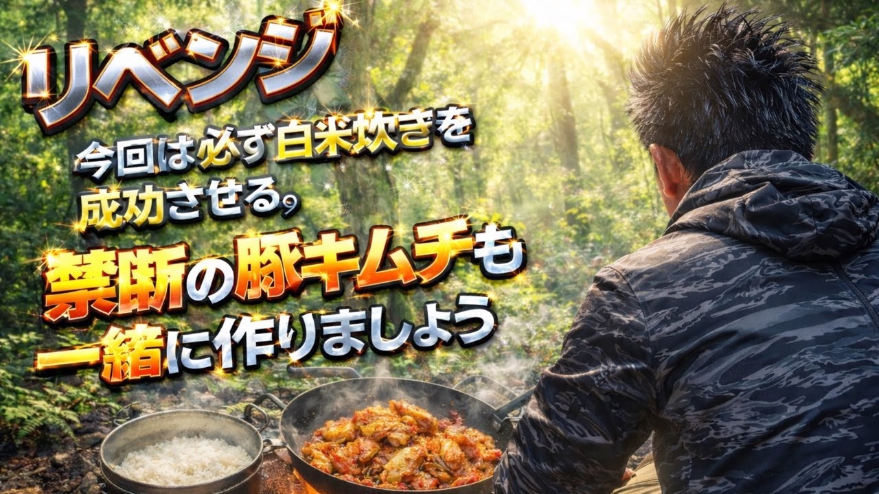 【神回か黒歴史か】失敗した白米炊きに再挑戦…直炭豚キムチで完全リベンジなるか？