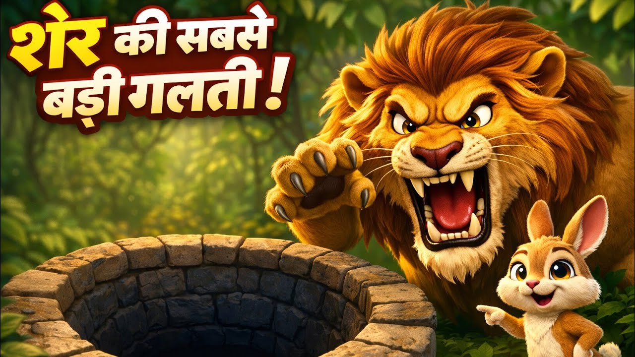 शेर और खरगोश Hindi Kahaniyan| Lion And Rabbit 3D Hindi Stories For Kids 