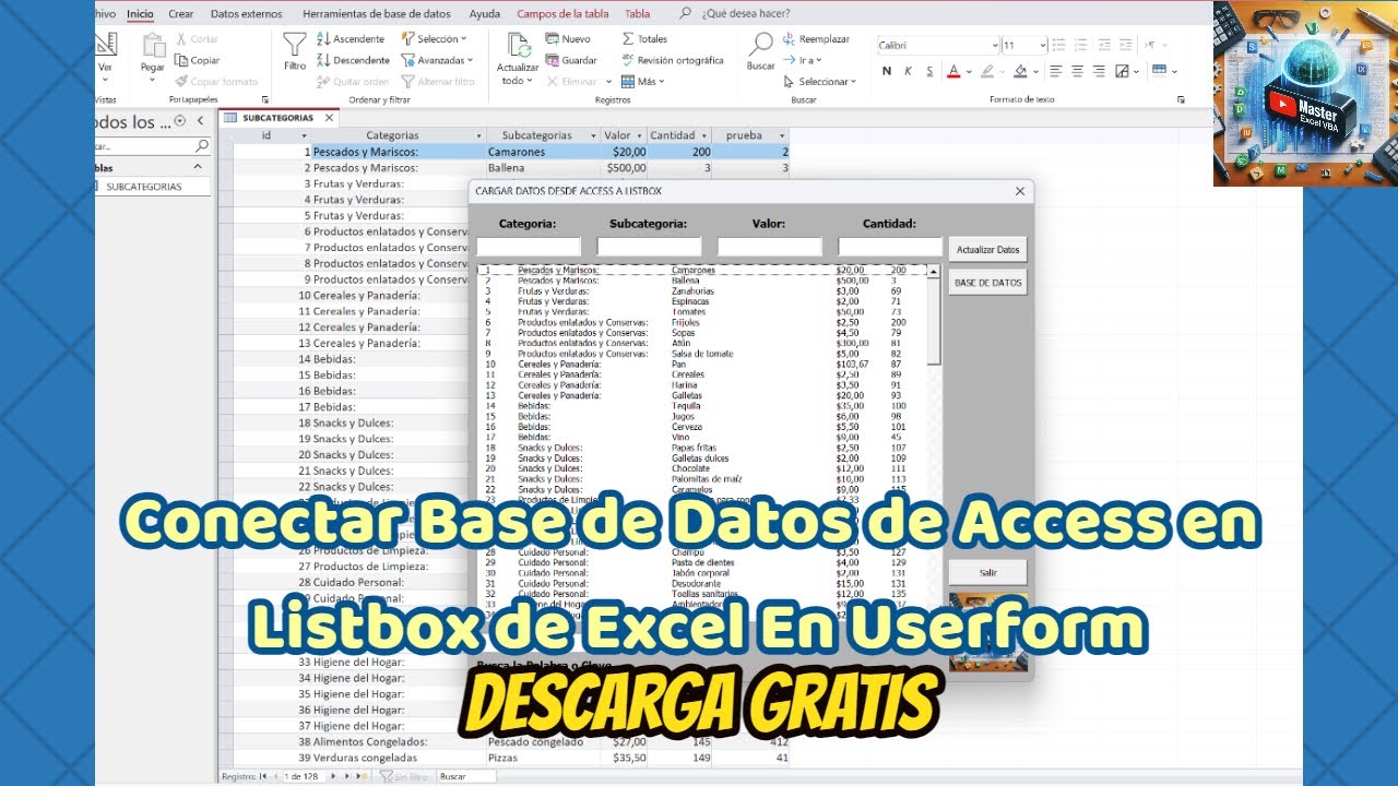Conectar Base de Datos de Access en Listbox de Excel En Userform - DESCARGA GRATIS
