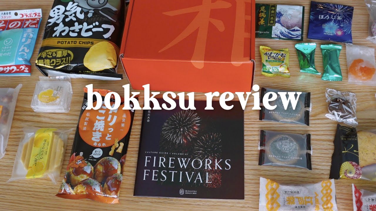 🍓 trying japanese snacks ‧₊˚ bokksu fireworks festival snack box unboxing + taste test