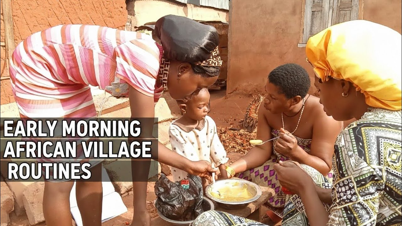 Real morning life in an African village 