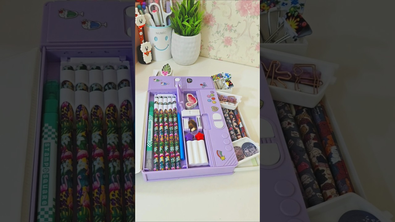 Filling pencil box with cute summer stationery ✨️💕 #cute #asmr #stationery #shorts #youtubeshorts