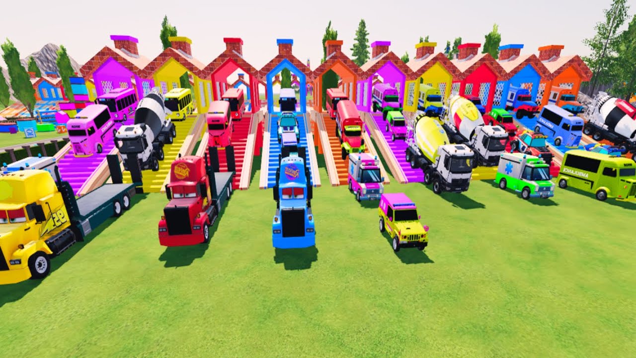 TRANSPORTING ALL COLORS, POLICE CARS, AMBULANCE, CONCRETE MIXER TRANSPORT TO GARAGE  ! FS22