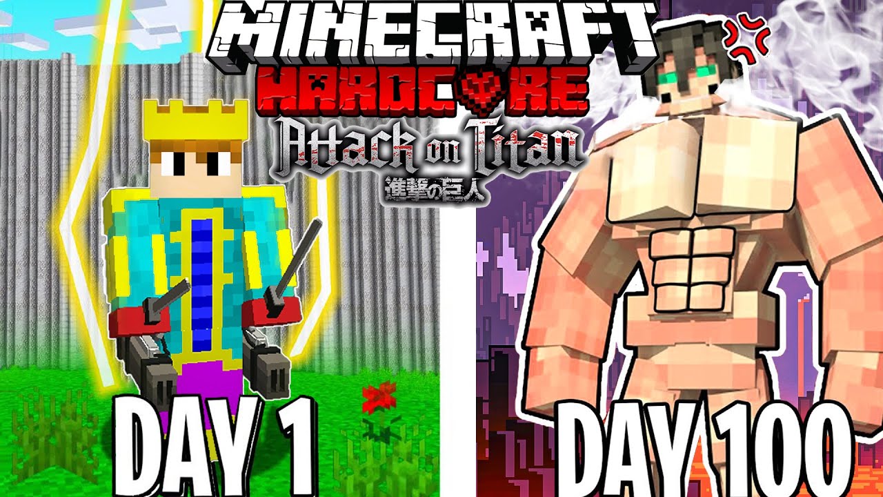 100 روز زندگی توی اخرالزمان اتک آن تایتان در ماینکرافت هاردکور❌😈