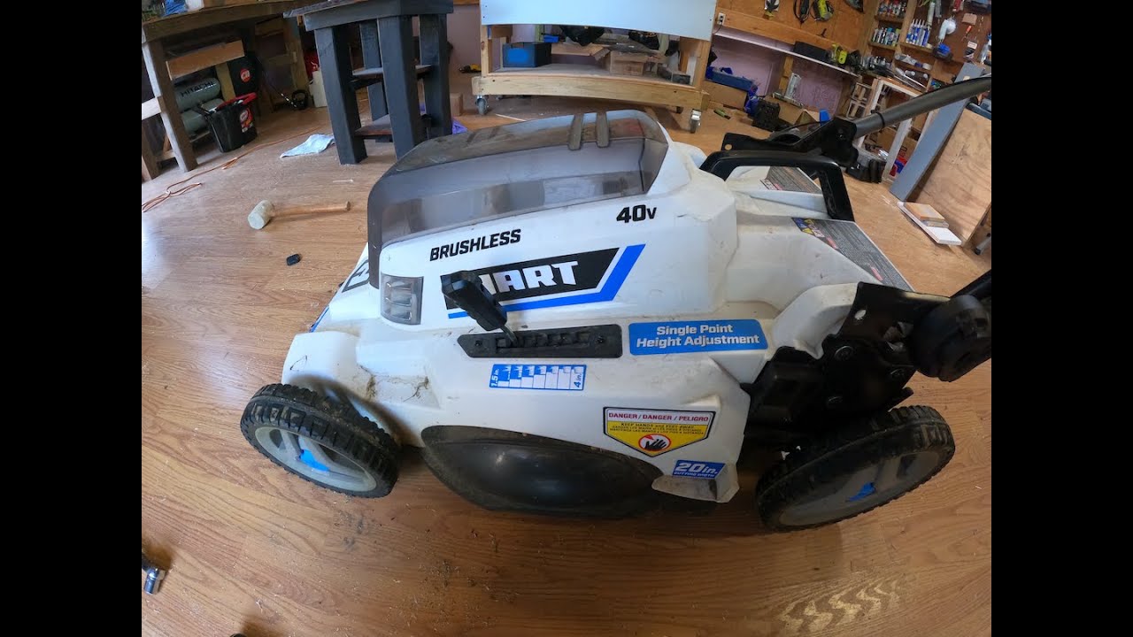 HART Brushless 40V Push Lawnmower removing and replacing blade