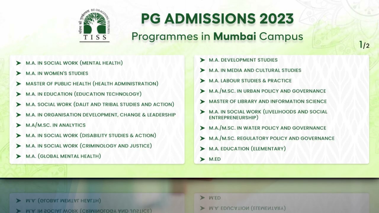 TISS PG Admission 2023
