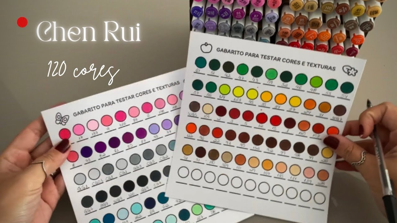 Marcadores da SHEIN Chen Rui 120 cores / Swatch de cores 🌷