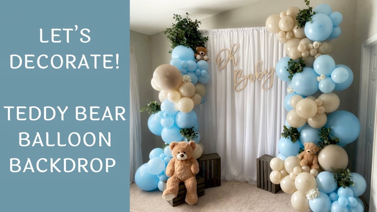 Teddy Bear Baby Shower Balloon Backdrop | Time-Lapse Video