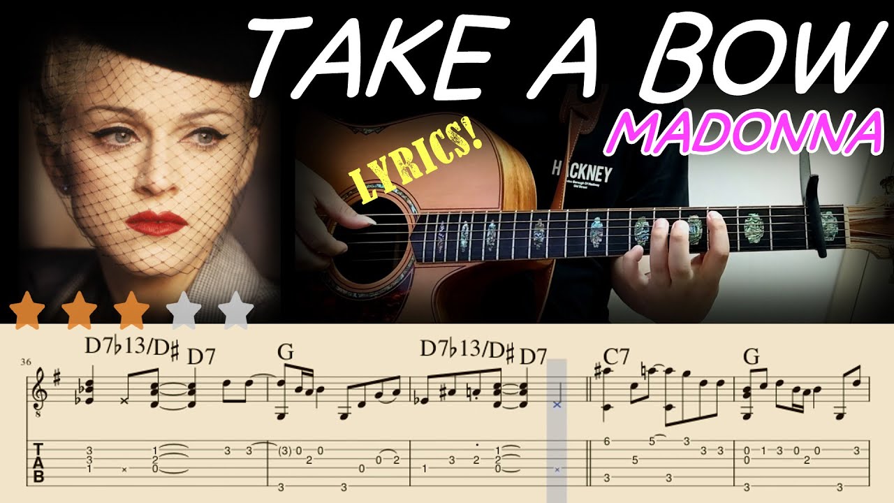 💥Take A Bow - Madonna(Lyrics)💥Acoustic Fingerstyle Guitar Tutorial - Tabs & Chords