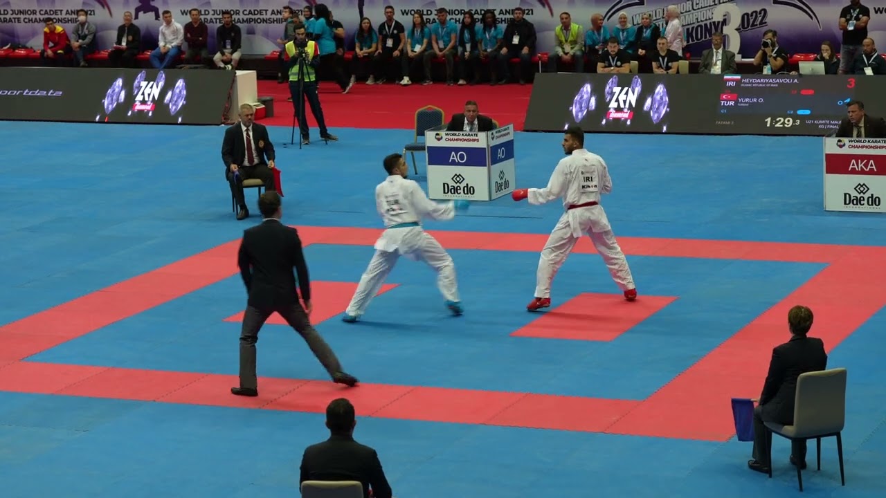 2022 Konya // U21 Kumite Male -75 kg: HEYDARIYASAVOLI ALIREZA (IRI) vs YURUR OMER FARUK (TUR)