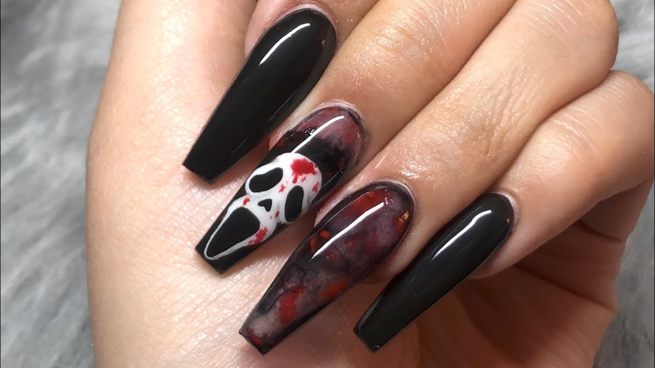 Scream Nails | Easy Halloween Nails | Acrylic Nails Tutorial
