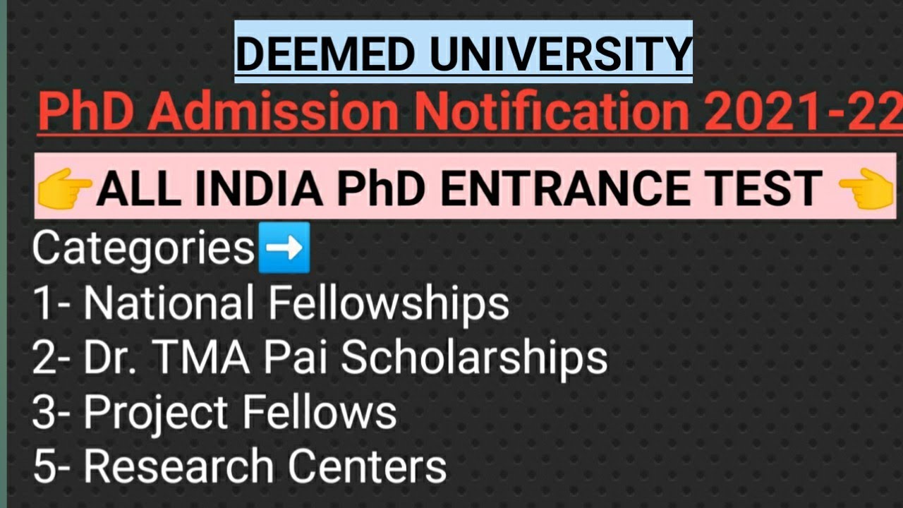 PhD Admission Notification 2021-22//from a deemed university