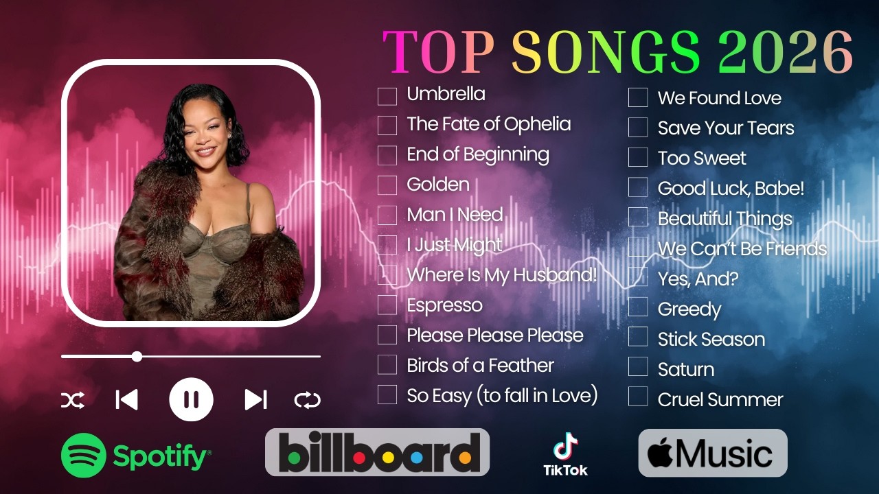 Billboard Pop Songs 2026 🎵 English Songs 🎵 Rihanna, Sia, Taylor Swift, Selena Gomez, Bruno Mars