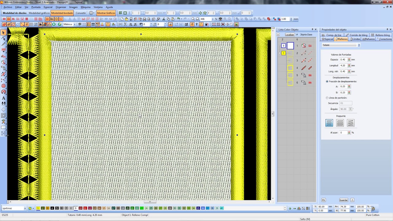 Wilcom EmbroideryStudio e2.0  cambio de puntadas