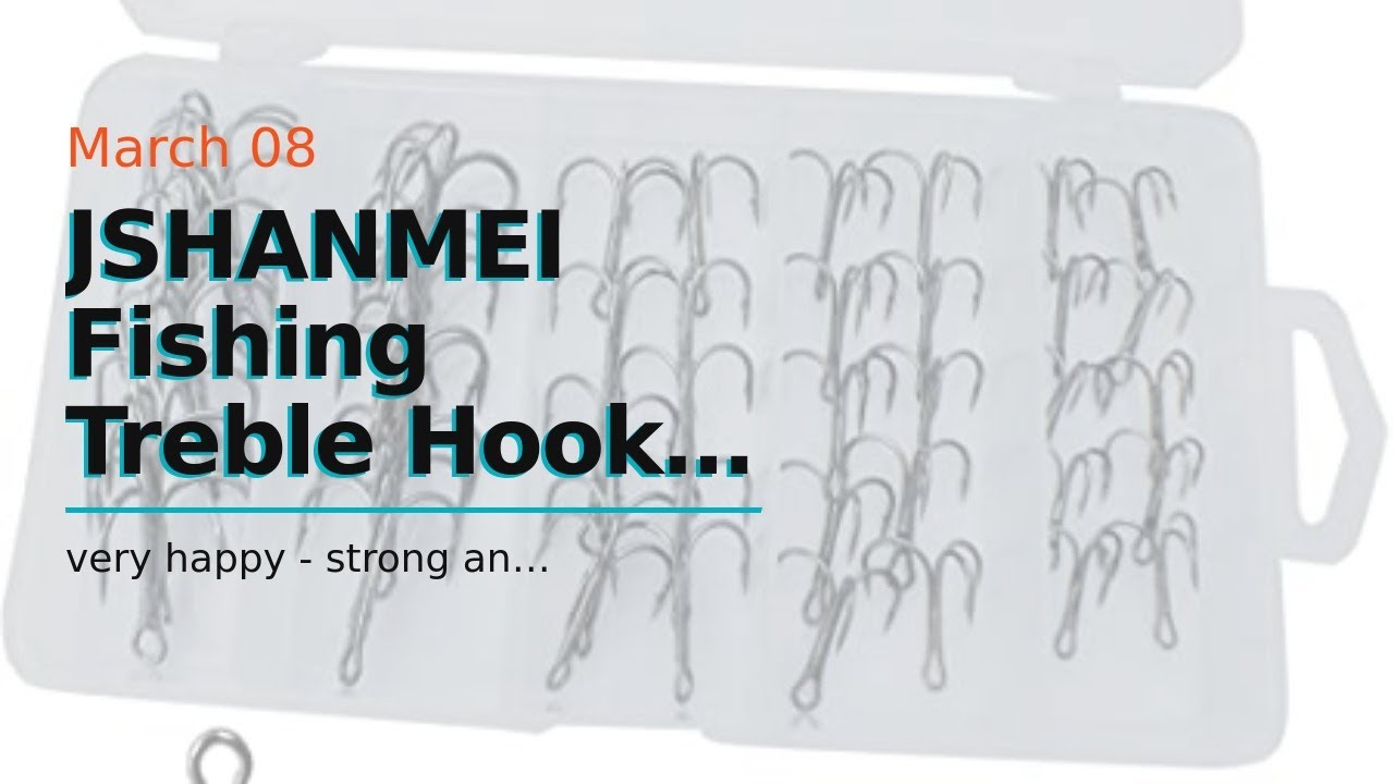 JSHANMEI Fishing Treble Hooks Split Rings Kit, High Carbon Steel Strong Sharp Round Bend Treble...