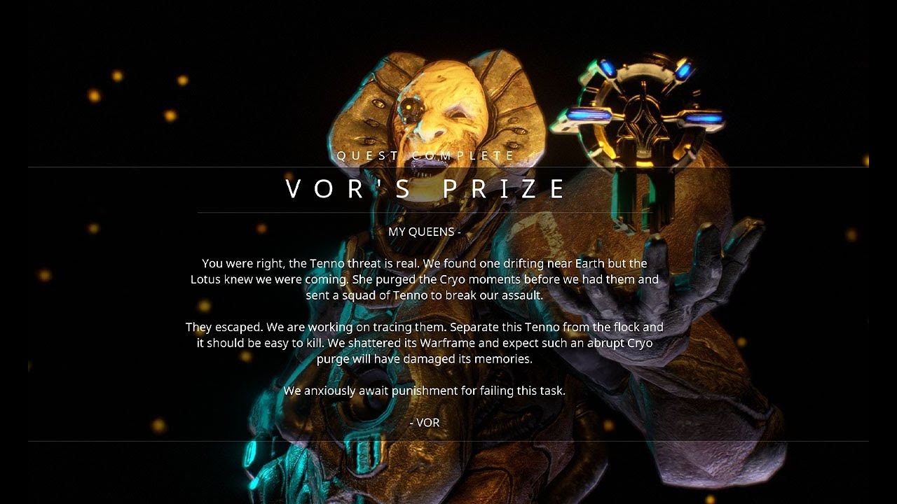 Warframe jornada A Recompensa de Vor