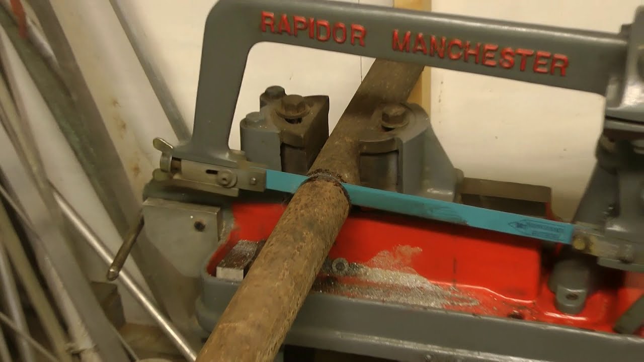 power hacksaw cutting thick pipe