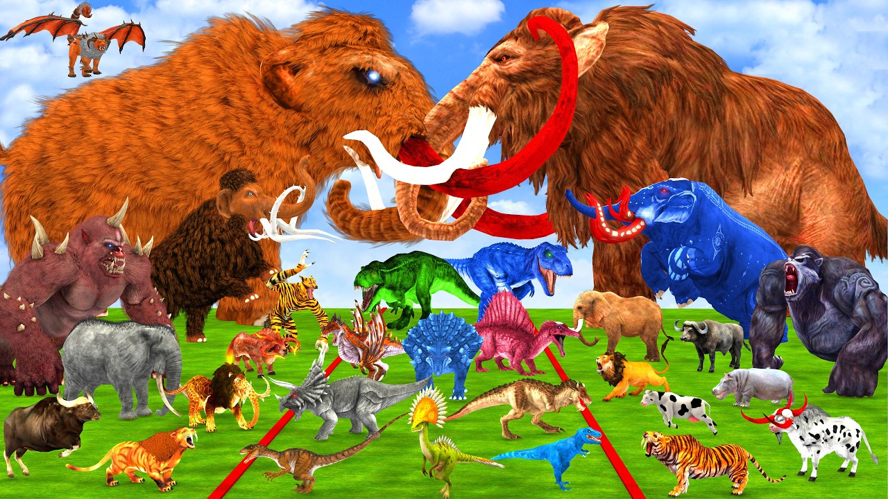 Prehistoric Animals vs Dinosaurs vs Modern Mammals Epic Animal Battle Animal Revolt Battle Simulator