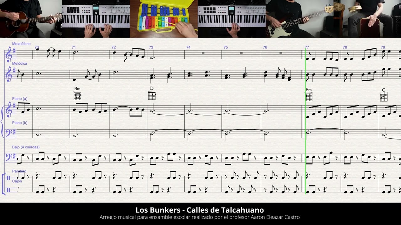 Los Bunkers - Calles de Talcahuano | arreglo de ensamble escolar (partitura)