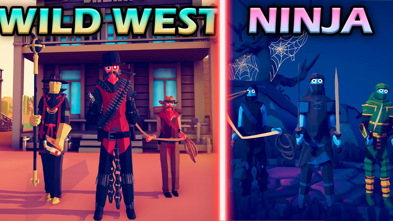 WILD WEST TEAM vs NINJA TEAM - Totally Accurate Battle Simulator TABS