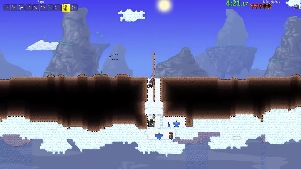 Terraria Master HC skyblock, one segment attempts, routing
