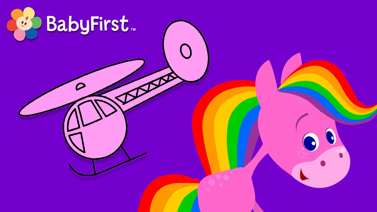 Flying Things | Coloring and Music | Rainbow Horse | BabyFirst TV