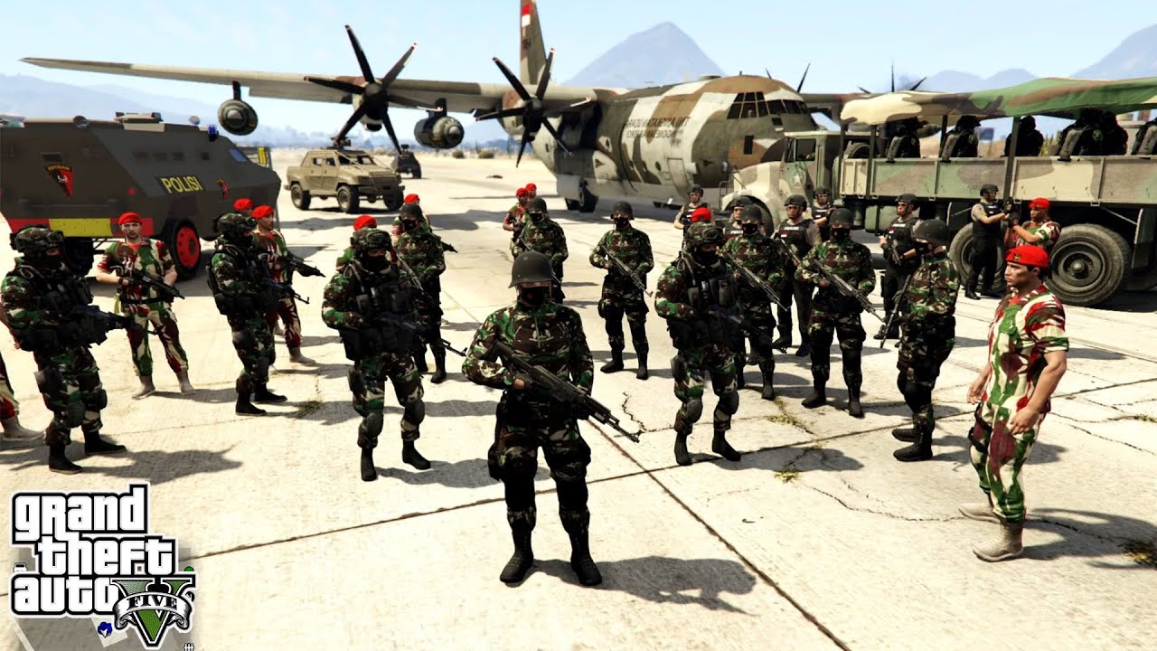Gabungan Pasukan TNI Dan Polri Diterjunkan Ke Markas KKB! GTA 5 Mod Indonesia