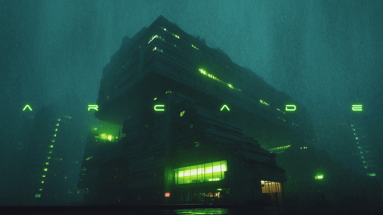 ARCADE - Blade Runner Ambience - Chill Cyberpunk Ambient Music & Rain for Focus & Sleep [8 HOURS]