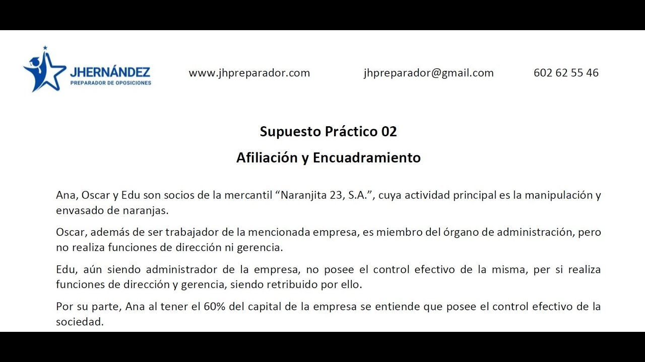 Supuesto práctico Administrativo de Seguridad Social