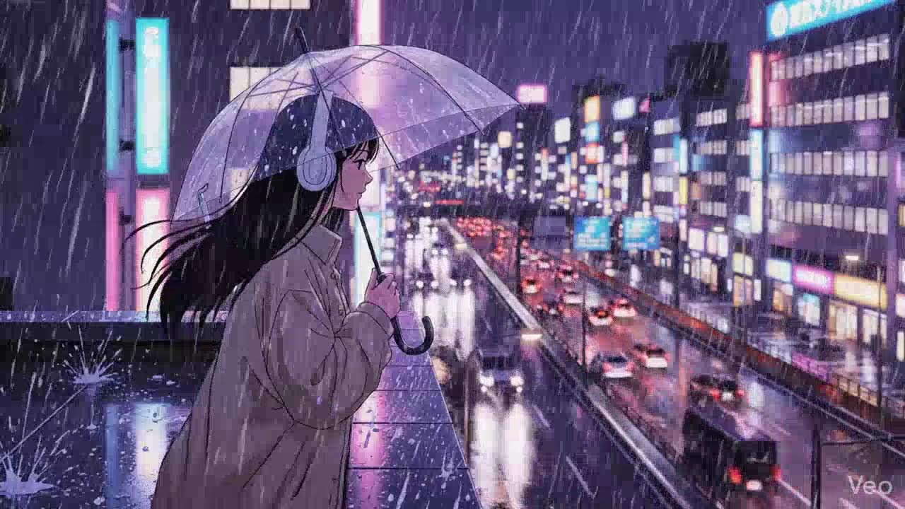 Rainy Night ASMR 🌧️ Neon Japan Lofi Chillhop