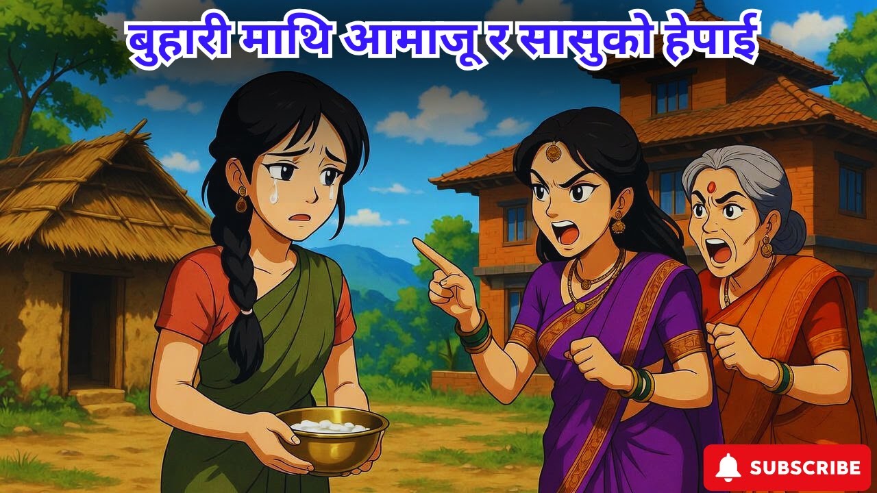 बुहारी माथि आमाजू र सासुको हेपाई |Sasu ko Hepai| Nepali lok katha | Nepali dantya katha #nepalikatha