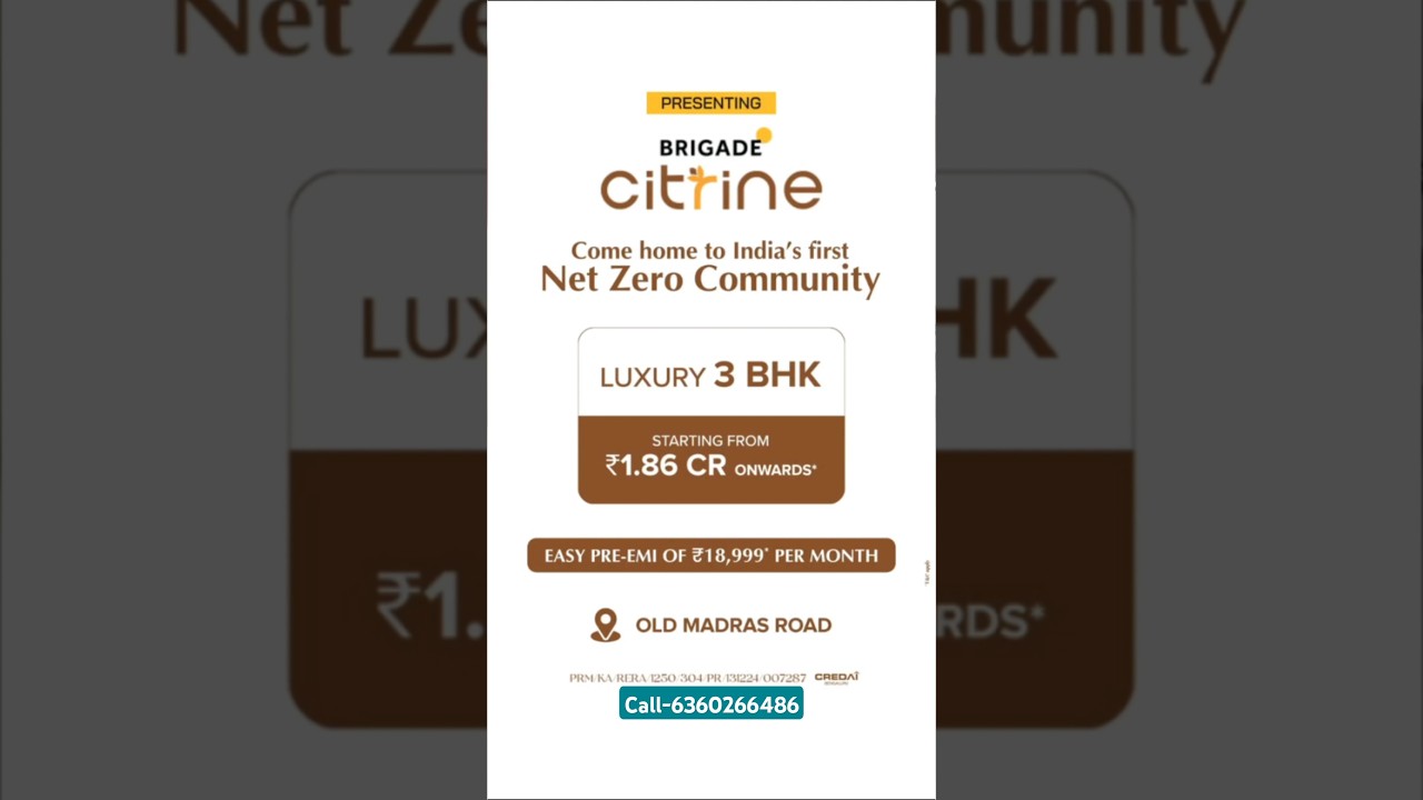 Brigade Citrine in Old Madaras Road | Whitefield | Bangalore | 🤙6360266486 | Propertykart #shorts